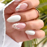 Zjkrl - 24Pcs Oval Head False Nails Shiny Golden Almond Artificial Fake Nails With Glue Full Cover Nail Tips Press On Nails DIY Manicure