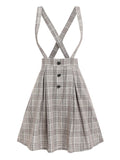 Zjkrl Off The Shoulder Tee and Crisscross Plaid Suspender Skirt Set Two Piece Dress Top and Skirt Set