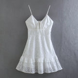 Zjkrl - 2023 Summer Women White Sling Sexy Chiffon Dress Sleeveless Fashion Mini Ladies Dresses