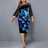 Zjkrl - Elegant Dresses For Women Oversized Formal Party Midi Dress Hollow Out Three Quarter O-Neck Sexy Bodycon Spring Evening Vestidos