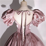 Zjkrl Classic Satin Quinceanera Dresses Puff Sleeve V-neck Ball Gown Simple Party Dress Elegant Prom Formal Vestidos Real Photo