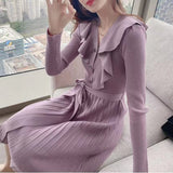 Winter Party Dresses For Women Midi Crochet Sweater Dress Woman Red Autumn Winter Long Sleeve Knit Dresses Ladies Knitted Purple Party Gala Sexy Loose New
