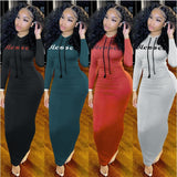 Zjkrl - Autumn Winter Hooded Long Dress Women Long Sleeve Bodycon Dresses 2023 Fashion Clothes Hoodie Casual Solid Streetwear Clothing