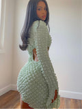 Zjkrl Cut Out Long Sleeve Dress Women Y2K Mini Bodycon Bandage White Dress Fall Winter Stunning Stacked Streetwear Turtleneck Dress