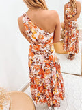 Zjkrl - Elegant One Shoulder Summer Long Dress Women Sexy Print Boho Beach Style Maxi Dress Casual Sundress Clothing Women Party Dress