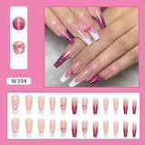Zjkrl - 24pcs False Nails Tips with Glitter Design Press on Stick-on Nail Tips for Women and Girls