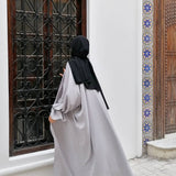 Zjkrl Ramadan Eid Fashion Puff Sleeve Muslim Abayas Soft Robe Musulmane Abaya Elegant Silky Muslim Arab Worship Service Clothing