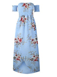 Zjkrl Boho style long dress women Off shoulder beach summer dresses Floral print Vintage chiffon white maxi dress vestidos de festa