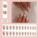 Zjkrl - 24pcs False Nails Tips with Glitter Design Press on Stick-on Nail Tips for Women and Girls