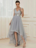 Zjkrl - Elegant V-Neck Sleeveless Sequin Floor Length Evening Dress Red Prom Party Luxury Cocktail Dress Robe For Women