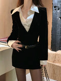 Zjkrl --Spring Black Elegant Dress Women Sexy Patchwork Y2K Designer Mini Dress Female Casual Korean Fashion Slim Party Dress 2024 New