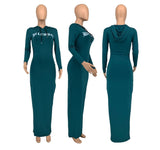 Zjkrl - Autumn Winter Hooded Long Dress Women Long Sleeve Bodycon Dresses 2023 Fashion Clothes Hoodie Casual Solid Streetwear Clothing