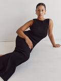 Zjkrl - Green Knitted Dress for Women 2023 Summer Sexy O-Neck Sleeveless Split Elegant Maxi Dress Club Party Outfits Casual Long Dress