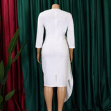Zjkrl Elegant Dresses for Women Office Dress Lady Solid High Waisted Sheath Mid Calf Formal Business Work Wear Dress Midi Vestidos Hot