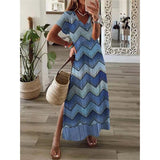 Zjkrl Vintage Print Maxi Dress Women 2023 Summer Elegant V Neck Short Sleeve Loose Split Casual Dress Female Party Boho Beach Vestidos
