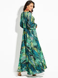 Zjkrl Dresses for Women 2023 New Spring Summer Printed Sexy Dress Women Clothing V-Neck Long Dresses Bohemian Elegant Women&#39;s Dresses