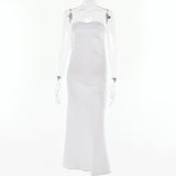 Zjkrl Fashion 2023 Summer Women's Outfits Casual Backless Strapless Long Evening Dresses Elegant Female Wedding Party White Vestidos