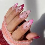 Zjkrl - 24pcs/box Fake French y2k Nails Press On Long Stiletto Almond Shape Wearable False Nails With Stars Designs Full Cover Nail Tips