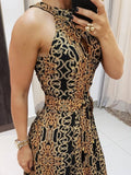 Zjkrl Women Fashion Clubwear Elegant Sexy Dress Club  Sleeveless Baroque Print Sleeveless Midi Dress