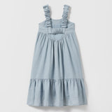 Zjkrl - Girls Cotton And Linen Sleeveless Straps Dress Summer New Ruffled Hem Casual Vacation Backless Linen Dresses