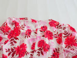 Women French Style Floral Print Dress Vintage Short Sleeve V Neck Ladies Holiday Summer Long Dress