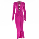 Zjkrl - Elegant Pleated Casual Bodycon Long Dress Autumn Winter Women Slim Evening Party Robe Sexy Bandage Ladies Dress