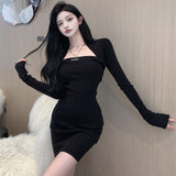 Zjkrl New Vintage Black Bandage Sexy Dress Spice Girls Hollow Out Short Sleeve Dress Women&#39;s Sweet Spicy Thin Skirt Halloween