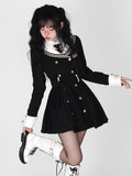 Zjkrl Black Korean Style Elegant Dress Women Navy Collar Sweet Party Mini Dress Female Long Sleeve College Style One-piece Dress 2023