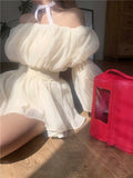 Puff Sleeves Fairy kawaii lolita Dress Women French Design Elegant Chiffon Pullover Korean Office Casual Slim Summer 2023 Chic