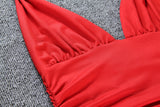 Zjkrl Sexy Ruffle V Deep Evening Party Dress Summer Short Halter Red Dresses For Women Tight Club Mini Dress Clubwear