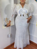 Zjkrl Plus Size African Party Long Dresses for Women 2023 New Dashiki Ankara Sequin Evening Gowns Turkey Outfits Robe Africa Clothing