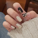 Zjkrl - 24Pcs/Box Gradient Color Artifical Press On Nails With Glue Long Coffin Fake Nails Lovely Girls Nail Art Ballerina False Nails