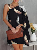 Zjkrl 2023 Summer Dresses Fashion Womens Print Sexy Slant Neck Off Shoulder Mini Boho Loose Dress For Women Streetwear Female Clothing