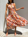 Zjkrl - Elegant One Shoulder Summer Long Dress Women Sexy Print Boho Beach Style Maxi Dress Casual Sundress Clothing Women Party Dress