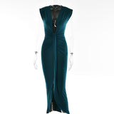 Zjkrl - Elegant Pleated Casual Bodycon Long Dress Autumn Winter Women Slim Evening Party Robe Sexy Bandage Ladies Dress