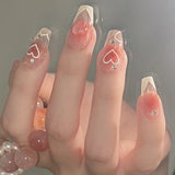 Zjkrl - 24pcs Ballet False Nail Full Cover Fake Nail Butterfly Love Nails Tip French Coffin Nails Press on Nails