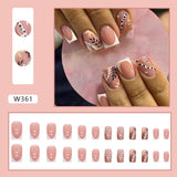 Zjkrl - 24pcs False Nails Tips with Glitter Design Press on Stick-on Nail Tips for Women and Girls