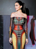 Tie Dye Dot Print Long Sleeve Maxi Dresses For Women Club Party Streetwear Outfits Sexy Backless Bodycon Y2K Clothes