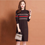 Zjkrl - 2023 New Fashion Wool Knitted Dress Women&#39;s Autumn And Winter Temperament Fashion Long Sleeve Loose Tight Casual Party Dress