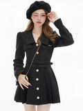 Zjkrl France Vintage Party Mini Dresses Women Korean Style Elegant Pleated Dress Female Warm Sweet Retro Dress Coat Autumn Winter
