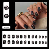 Zjkrl - 24pcs False Nails Tips with Glitter Design Press on Stick-on Nail Tips for Women and Girls