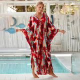 Sexy Vacation Oversize Loose Beach Dress Women 2023 Summer One Size Print Smock Sundress Boho Dresses For Women