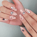 Zjkrl - 24pcs/box Fake French y2k Nails Press On Long Stiletto Almond Shape Wearable False Nails With Stars Designs Full Cover Nail Tips