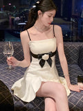 Zjkrl - French Elegant Small Fragrance Summer Dress Women 2023 New Hotsweet Fashion 3D Flower Pleated Mini Dress Party Vestido Feminino