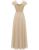 Zjkrl Women&#39;s Elegant Vintage V Neck 3/4 Sleeve Floral Lace Chiffon Wedding Bridesmaid Maxi Dress Long Formal Dresses