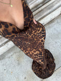 Zjkrl Leopard Print V-Neck Sexy Bodycon Long Dress Women Lace Up Backless Summer Dresses Female Straps Party Beach Vestidos
