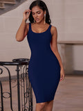 Zjkrl - Elegant Sleeveless Bodycon Bandage Dress for Women 2023 Summer Basic Green Sexy Dresses Roung Neck Evening Club Party Dress Midi