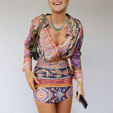 Zjkrl - floral printed dress women long sleeve bodycon dress V-neck sexy ladies party dress chic dress spring summer dress
