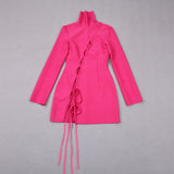 Zjkrl - High Quality Hollow Turtleneck Long Sleeve Bandage Mini Dress for Women Sexy Club Party Leisure Dresses