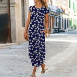 Zjkrl - Elegant Women Maxi Dress 2023 Summer O Neck Short Sleeve Sundress Office Lady Party Dress Female Print A-Line Long Dress Vestido
